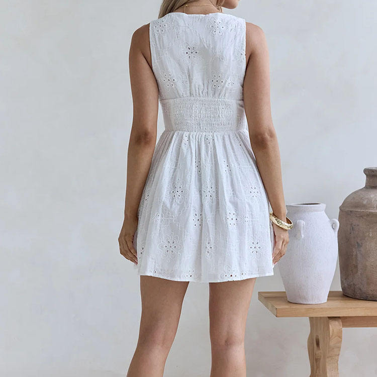 NOVA Embroidered Mini Dress - Back View